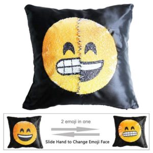 Housse de coussin magique dual-emoji dents/rire