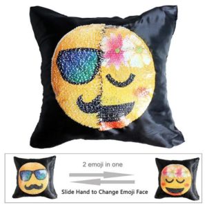 Housse de coussin magique dual-emoji moustache/fleurs