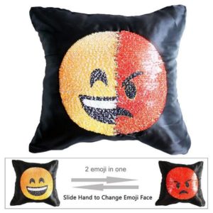 Housse de coussin magique dual-emoji rire/furieux