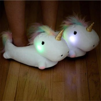 Pantoufles licorne lumineuses
