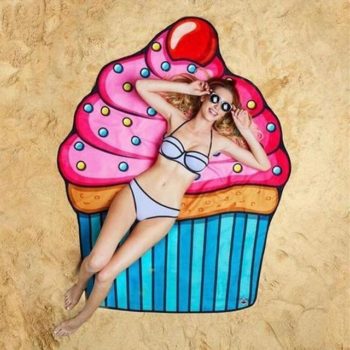 Serviette de plage imprimée cupcake essuie