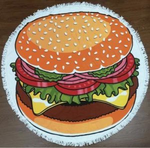 Serviette de plage imprimée hamburger premium essuie