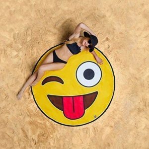 Serviette de plage imprimée smiley essuie